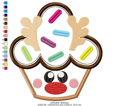 Rudolf Reindeer Embroidery Design - Xmas Cupcake embroidery designs machine embroidery pattern - Holiday embroidery file instant download Marcia Embroidery