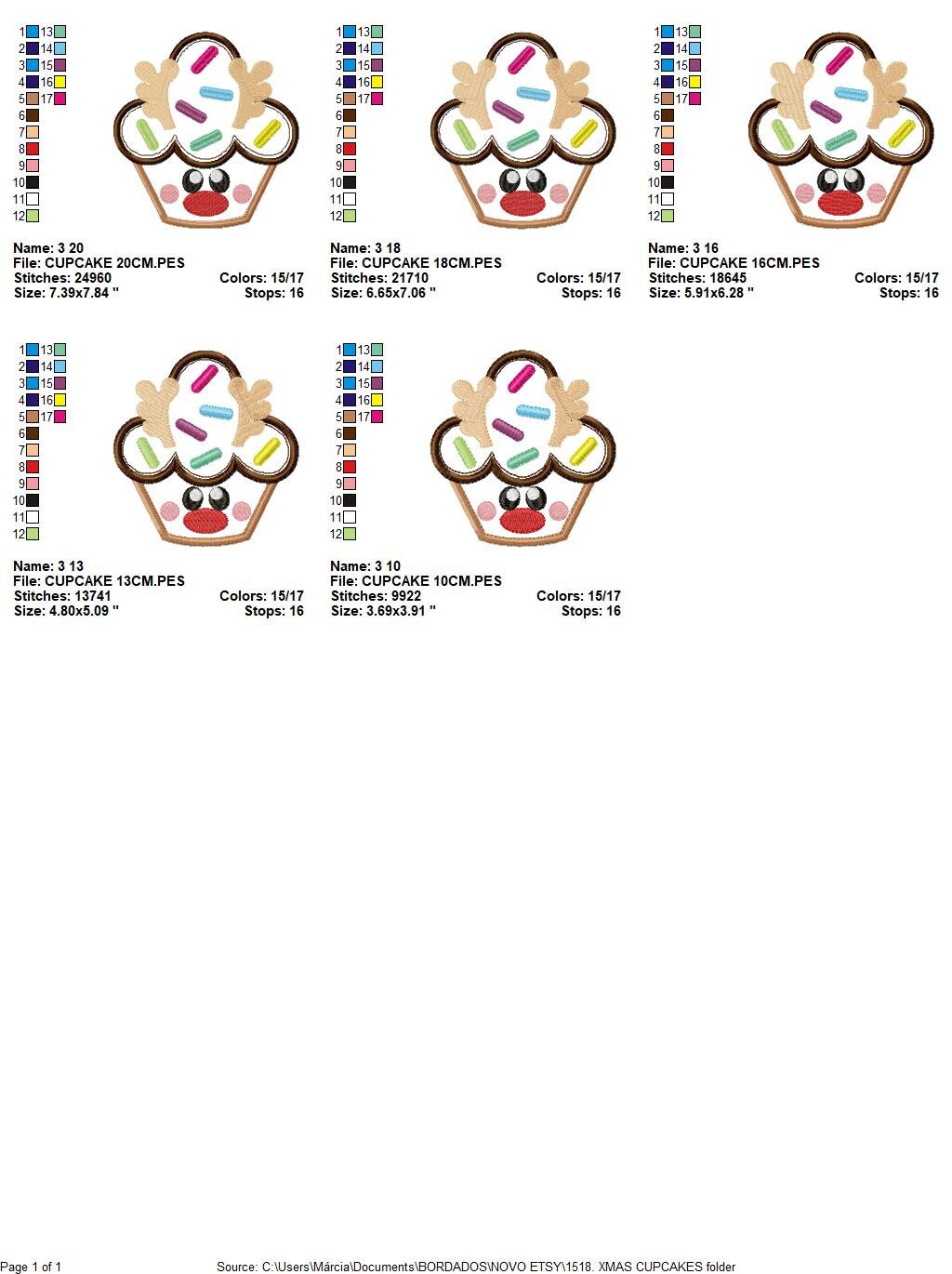 Rudolf Reindeer Embroidery Design - Xmas Cupcake embroidery designs machine embroidery pattern - Holiday embroidery file instant download Marcia Embroidery