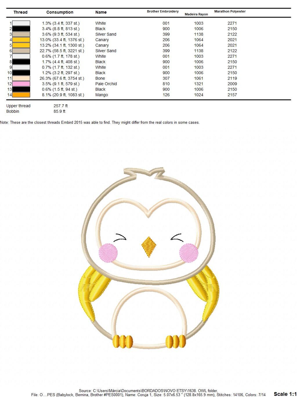 Owl embroidery design - Bird applique machine embroidery pattern - Baby Birdie file - Owl applique design - Instant download jef pes Marcia Embroidery
