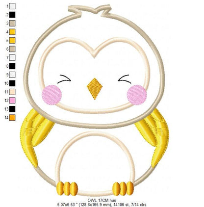 Owl embroidery design - Bird applique machine embroidery pattern - Baby Birdie file - Owl applique design - Instant download jef pes Marcia Embroidery
