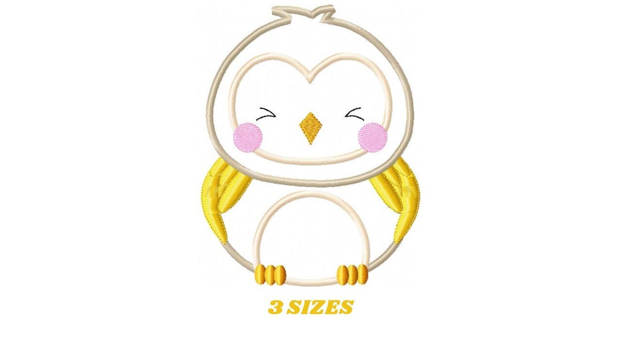 Owl embroidery design - Bird applique machine embroidery pattern - Baby Birdie file - Owl applique design - Instant download jef pes Marcia Embroidery