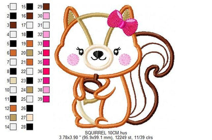Female Squirrel embroidery design - Animal embroidery designs machine embroidery pattern - Girl Squirrel lace applique - instant download Marcia Embroidery