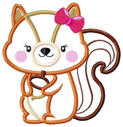 Female Squirrel embroidery design - Animal embroidery designs machine embroidery pattern - Girl Squirrel lace applique - instant download Marcia Embroidery