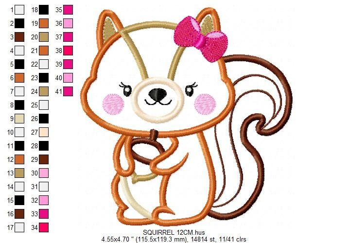Female Squirrel embroidery design - Animal embroidery designs machine embroidery pattern - Girl Squirrel lace applique - instant download Marcia Embroidery