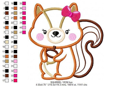 Female Squirrel embroidery design - Animal embroidery designs machine embroidery pattern - Girl Squirrel lace applique - instant download Marcia Embroidery