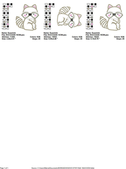 Raccoon embroidery designs - Animal embroidery design machine embroidery pattern - Woodland embroidery file - Raccoon applique design boy