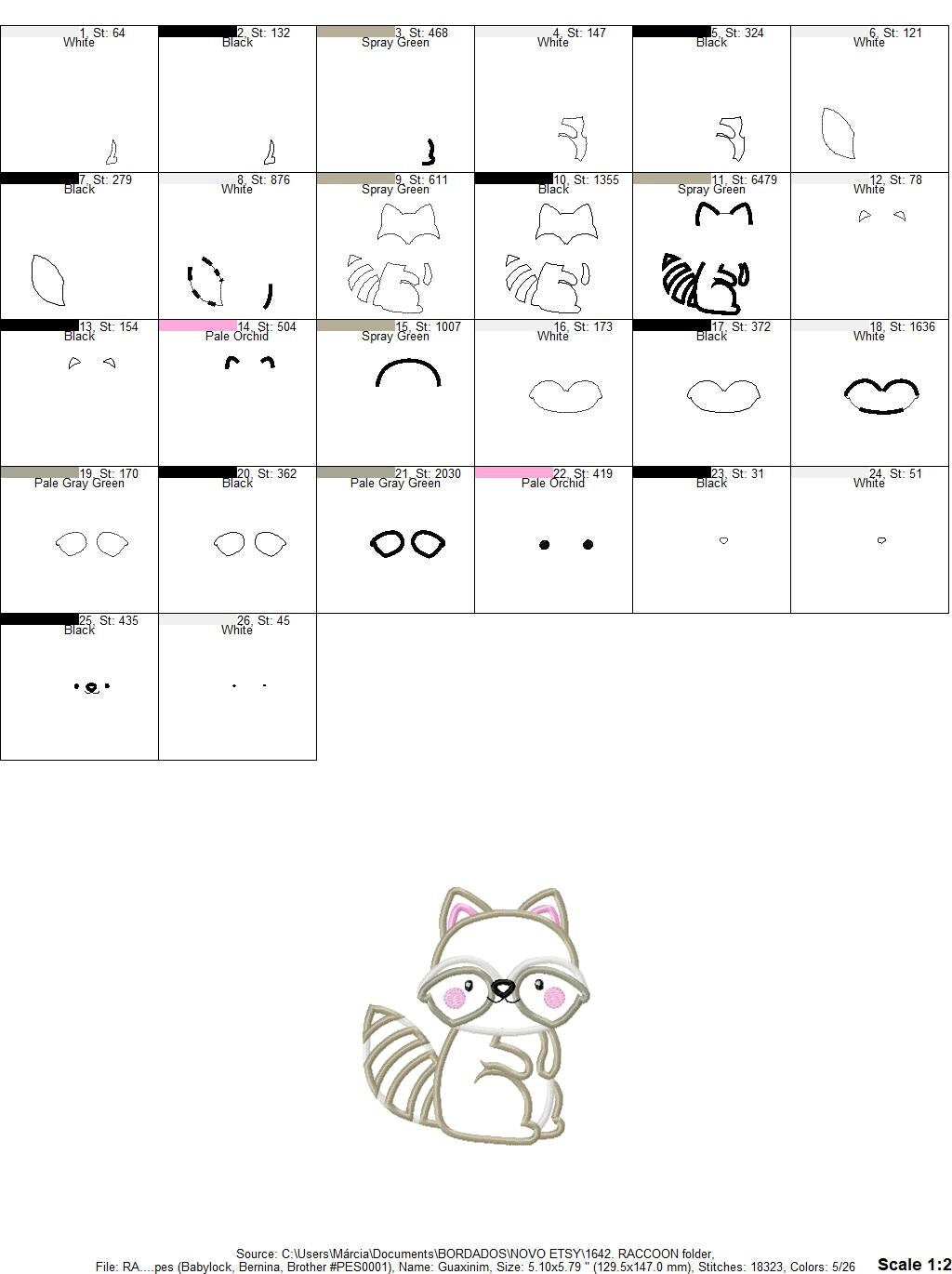 Raccoon embroidery designs - Animal embroidery design machine embroidery pattern - Woodland embroidery file - Raccoon applique design boy