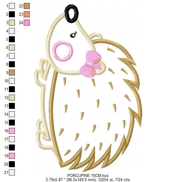 Hedgehog embroidery designs - Woodland Animal embroidery design machine embroidery pattern - Porcupine embroidery file  instant download