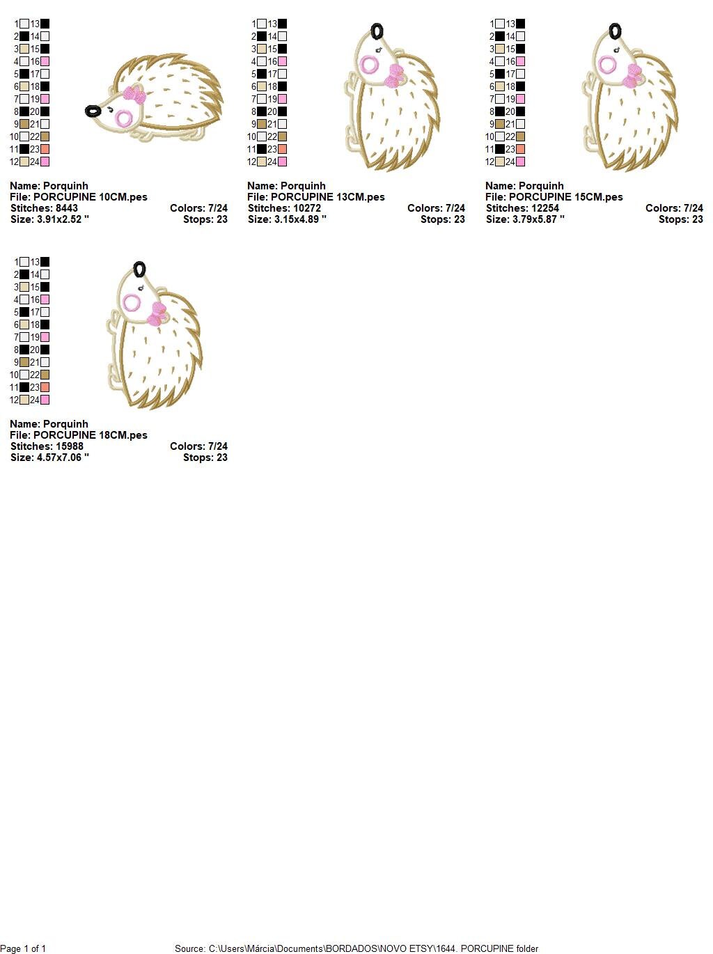 Hedgehog embroidery designs - Woodland Animal embroidery design machine embroidery pattern - Porcupine embroidery file  instant download