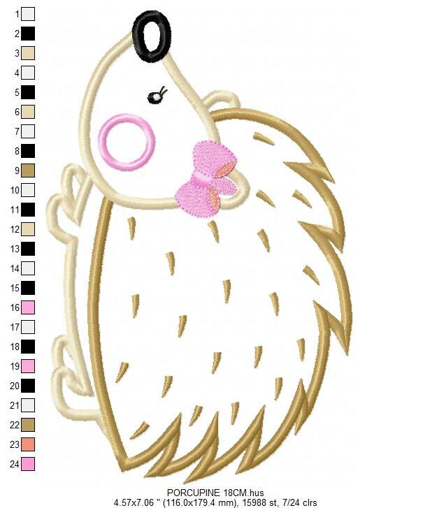 Hedgehog embroidery designs - Woodland Animal embroidery design machine embroidery pattern - Porcupine embroidery file  instant download