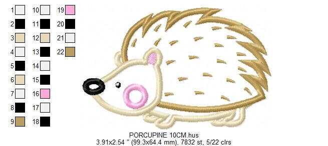 Hedgehog embroidery designs - Woodland Animal embroidery design machine embroidery pattern - Porcupine embroidery file  instant download - Marcia Embroidery