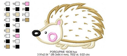 Hedgehog embroidery designs - Woodland Animal embroidery design machine embroidery pattern - Porcupine embroidery file  instant download - Marcia Embroidery