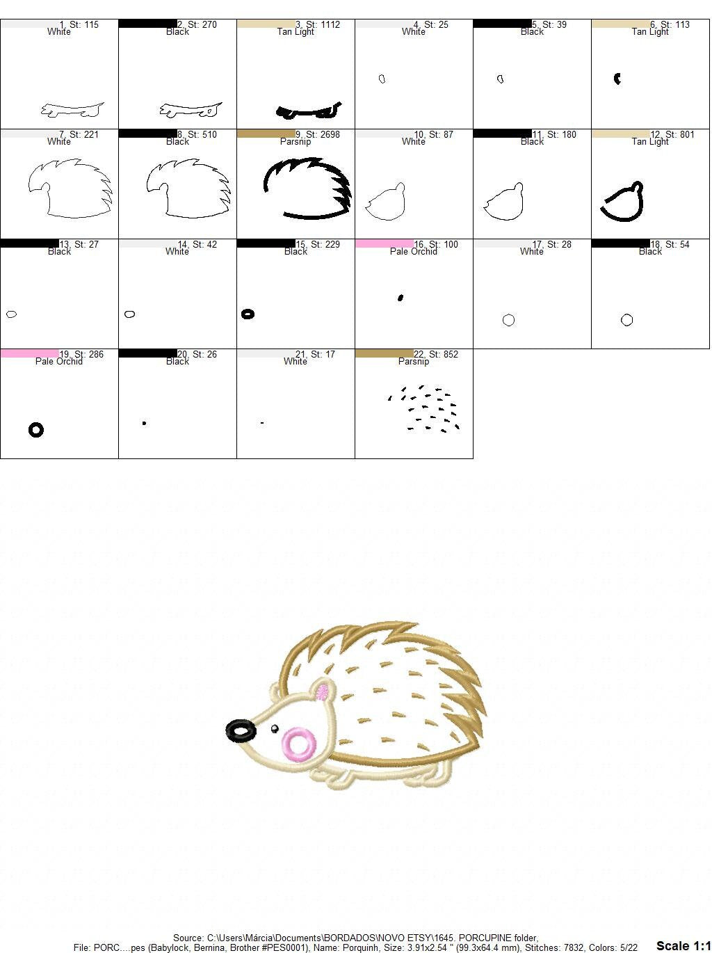 Hedgehog embroidery designs - Woodland Animal embroidery design machine embroidery pattern - Porcupine embroidery file  instant download - Marcia Embroidery