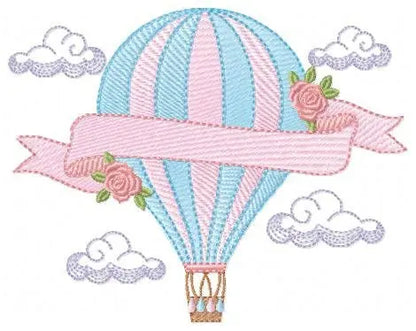 Balloon embroidery designs - Hot air balloon embroidery design machine embroidery pattern - Sky clouds embroidery file - instant download Marcia Embroidery
