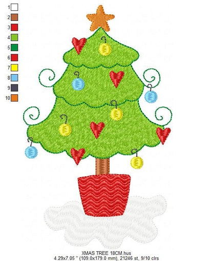 Christmas tree embroidery designs - Xmas embroidery design machine embroidery pattern - Christmas decor embroidery file - digital download Marcia Embroidery