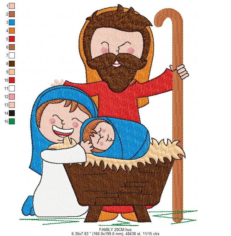 Holy Family embroidery designs - Baby Christ machine embroidery pattern - Christmas Religious file - Instant digital download pes jef dst Marcia Embroidery