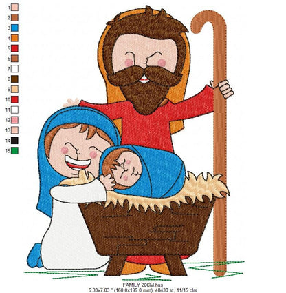 Holy Family embroidery designs - Baby Christ machine embroidery pattern - Christmas Religious file - Instant digital download pes jef dst Marcia Embroidery