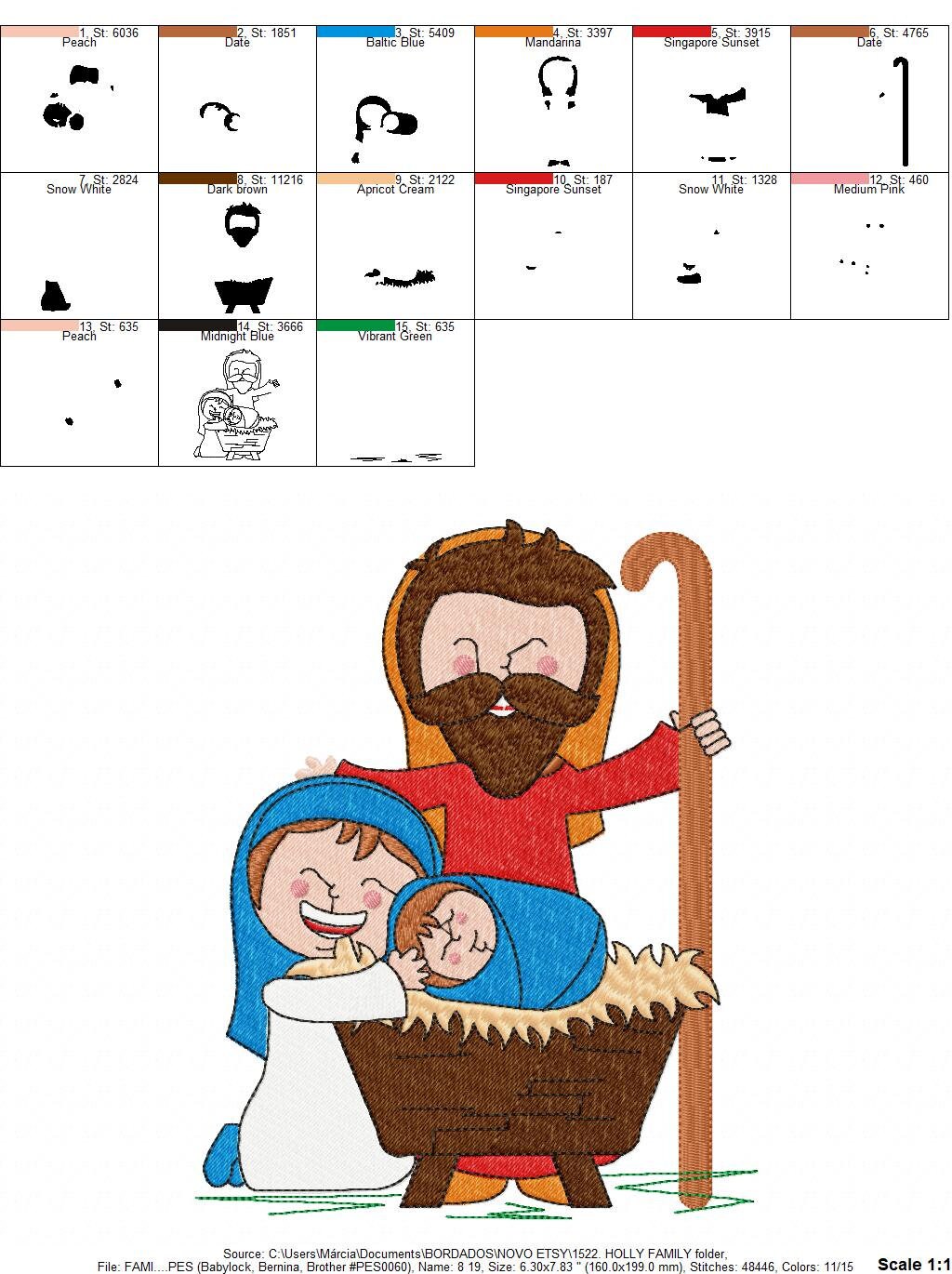 Holy Family embroidery designs - Baby Christ machine embroidery pattern - Christmas Religious file - Instant digital download pes jef dst Marcia Embroidery