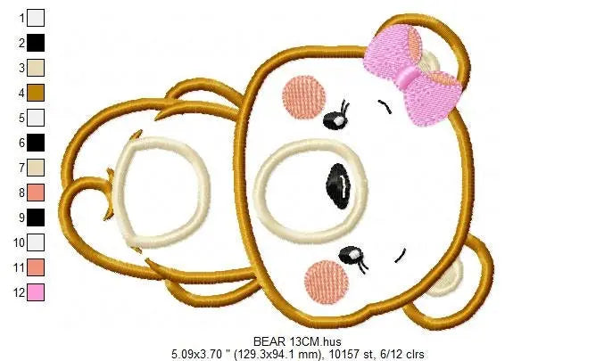 Bear embroidery designs - Teddy embroidery design machine embroidery pattern - Baby Girl embroidery file - Bear applique design Marcia Embroidery