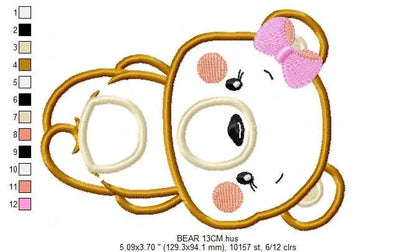 Bear embroidery designs - Teddy embroidery design machine embroidery pattern - Baby Girl embroidery file - Bear applique design Marcia Embroidery
