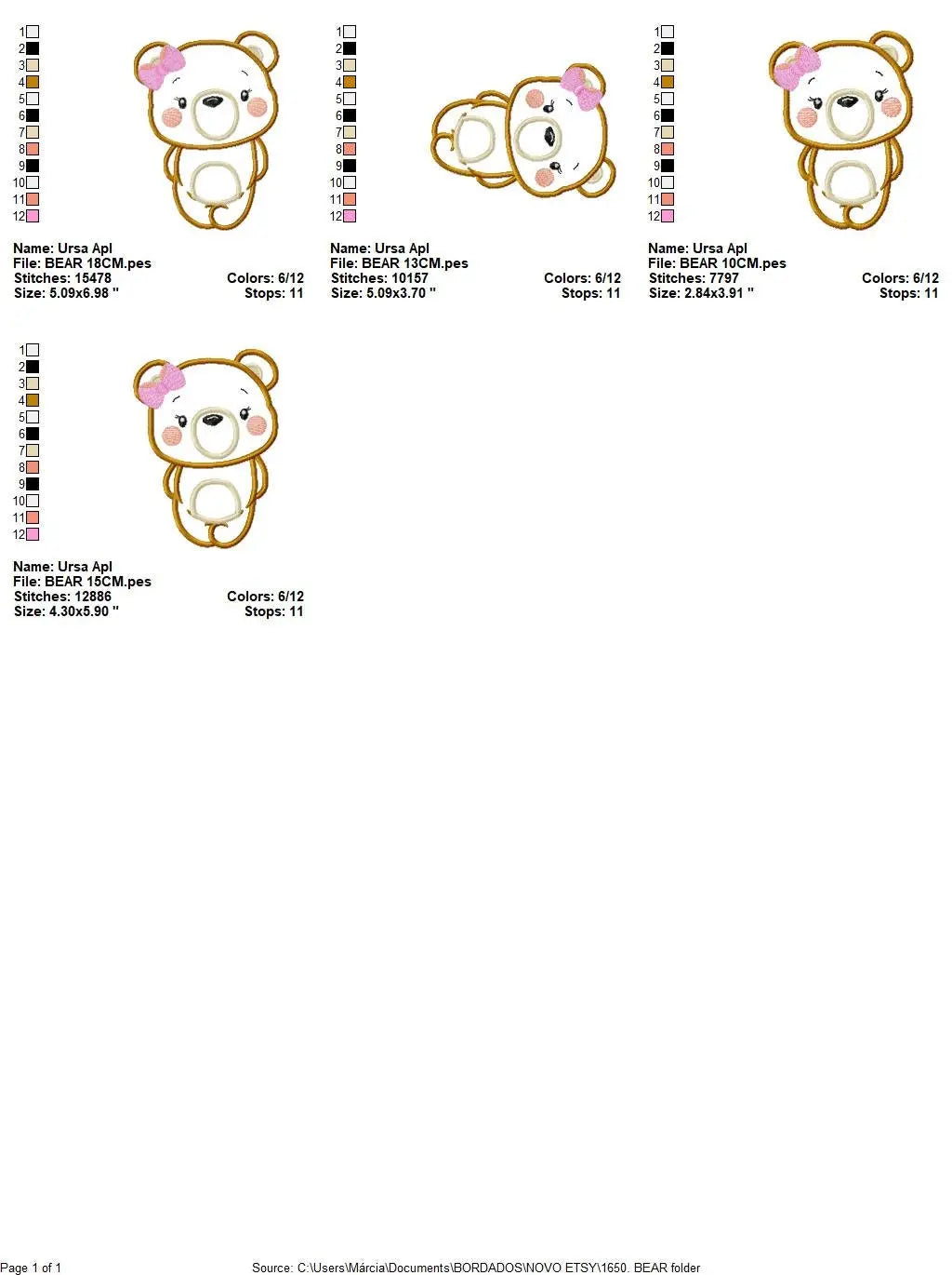 Bear embroidery designs - Teddy embroidery design machine embroidery pattern - Baby Girl embroidery file - Bear applique design Marcia Embroidery