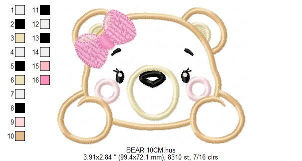 Bear embroidery designs - Teddy embroidery design machine embroidery pattern - Baby Girl embroidery file - instant download bear peak a boo Marcia Embroidery