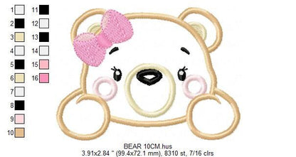 Bear embroidery designs - Teddy embroidery design machine embroidery pattern - Baby Girl embroidery file - instant download bear peak a boo Marcia Embroidery