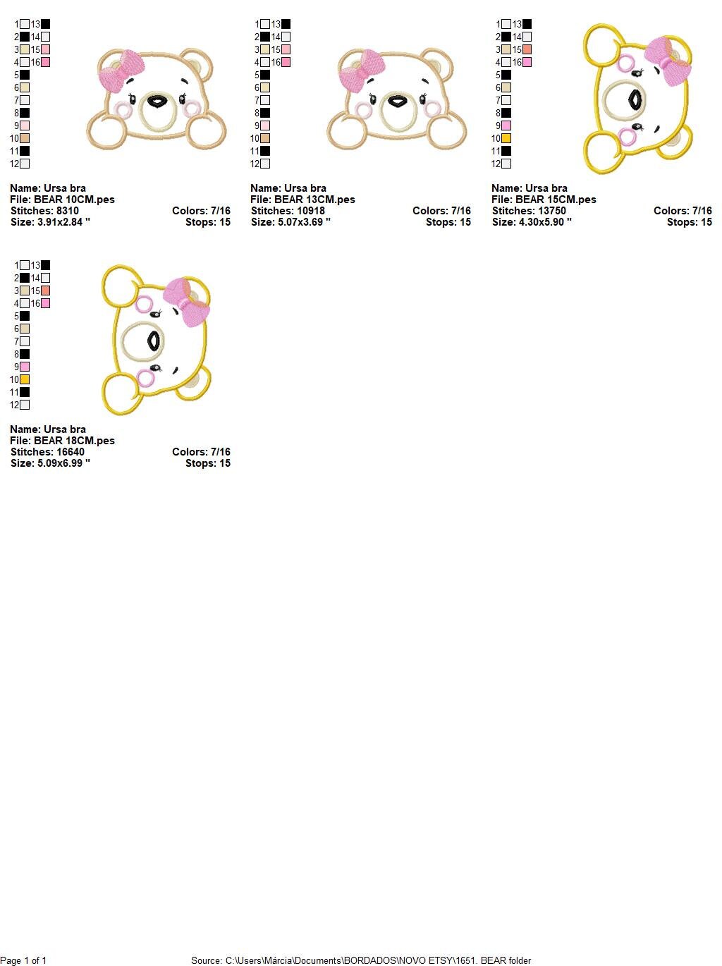 Bear embroidery designs - Teddy embroidery design machine embroidery pattern - Baby Girl embroidery file - instant download bear peak a boo Marcia Embroidery