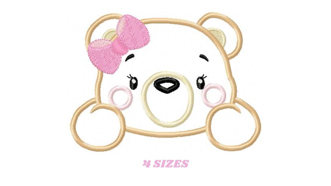 Bear embroidery designs - Teddy embroidery design machine embroidery pattern - Baby Girl embroidery file - instant download bear peak a boo Marcia Embroidery