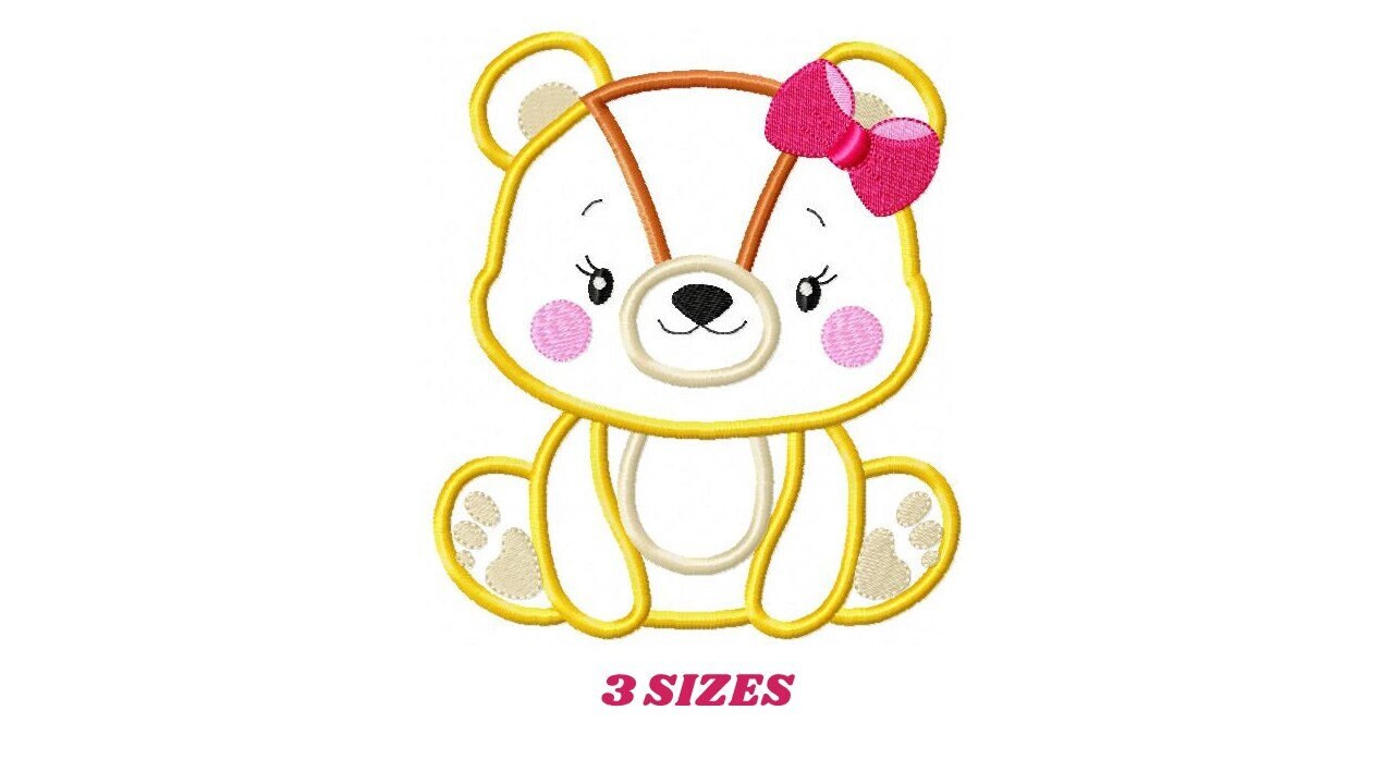 Girl Bear embroidery designs - Teddy embroidery design machine embroidery pattern - Baby girl embroidery file - bear applique download pes Marcia Embroidery