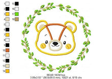 Load image into Gallery viewer, Bear Face with frame embroidery designs - Bear applique embroidery design machine embroidery pattern - Boy embroidery - instant download
