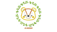 Load image into Gallery viewer, Bear Face with frame embroidery designs - Bear applique embroidery design machine embroidery pattern - Boy embroidery - instant download
