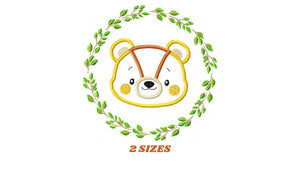 Bear Face with frame embroidery designs - Bear applique embroidery design machine embroidery pattern - Boy embroidery - instant download