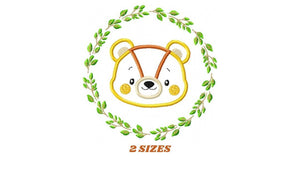 Bear Face with frame embroidery designs - Bear applique embroidery design machine embroidery pattern - Boy embroidery - instant download