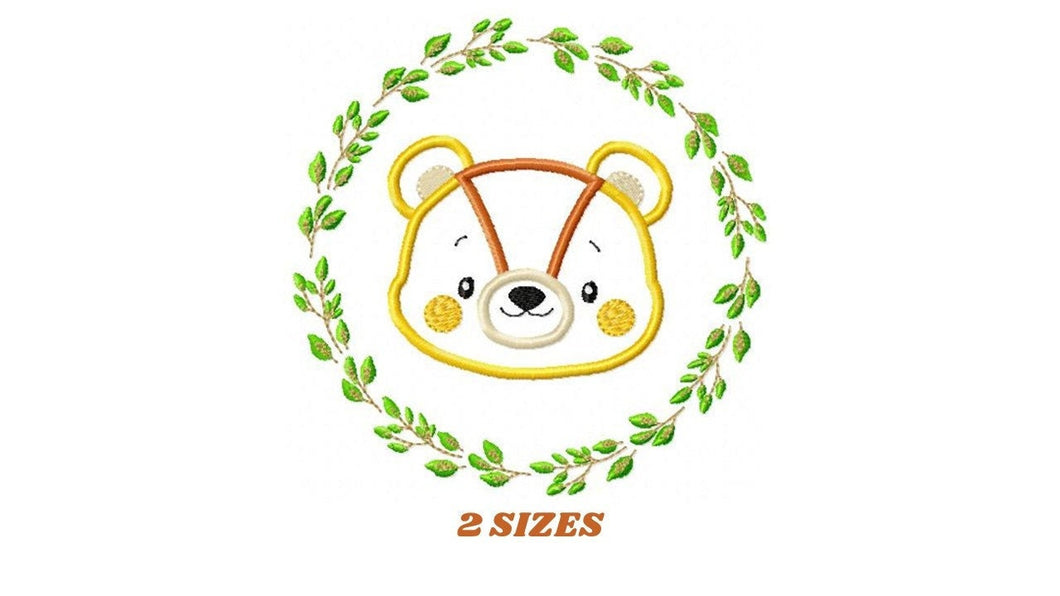 Bear Face with frame embroidery designs - Bear applique embroidery design machine embroidery pattern - Boy embroidery - instant download