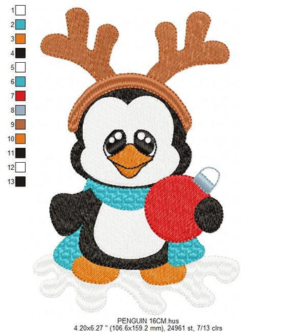 Penguin embroidery design - Xmas Animal embroidery designs machine embroidery pattern - Baby boy embroidery file - instant download jef pes