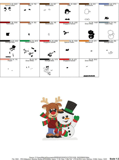 Snowman embroidery designs - Xmas Reindeer embroidery design machine embroidery pattern - Christmas embroidery file - instant download pes Marcia Embroidery