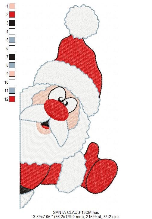 Xmas embroidery designs - Santa Claus machine embroidery pattern - Christmas Kitchen Towel file - Instant digital download pes jef dst hus