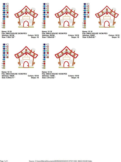 Christmas house embroidery designs - Xmas embroidery design machine embroidery pattern - Christmas decor embroidery file - digital download