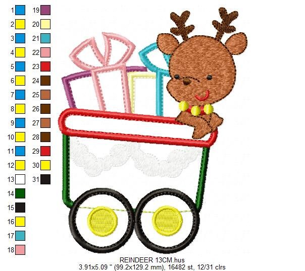 Rudolf Reindeer Embroidery Design - Xmas embroidery designs machine embroidery pattern - Christmas embroidery file instant download train Marcia Embroidery
