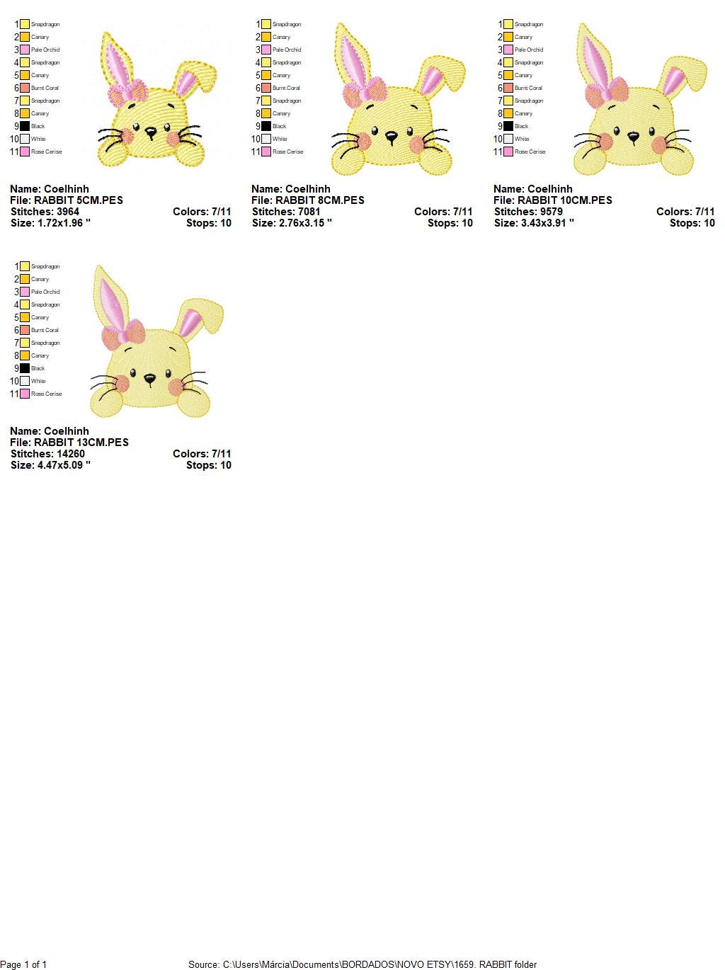 Bunny face embroidery design - Rabbit embroidery designs machine embroidery pattern - baby girl embroidery file - bunny applique easter pes Marcia Embroidery