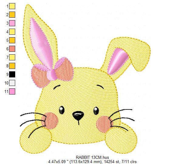 Bunny face embroidery design - Rabbit embroidery designs machine embroidery pattern - baby girl embroidery file - bunny applique easter pes Marcia Embroidery