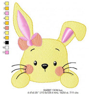 Cargar imagen en el visor de la galería, Bunny face embroidery design - Rabbit embroidery designs machine embroidery pattern - baby girl embroidery file - bunny applique easter pes
