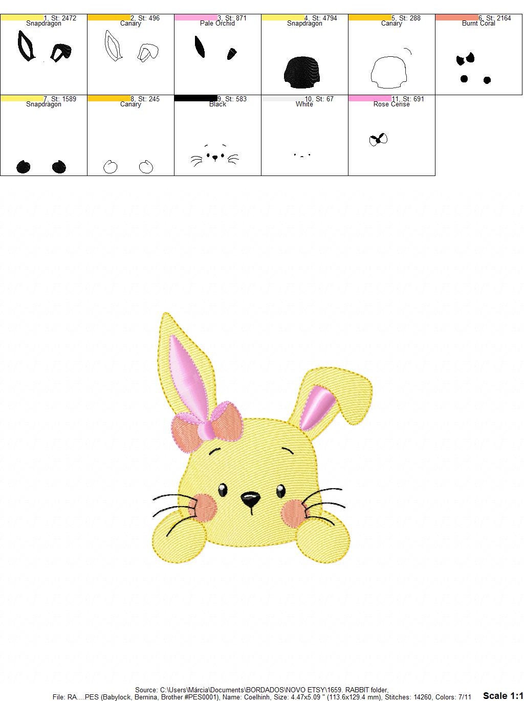 Bunny face embroidery design - Rabbit embroidery designs machine embroidery pattern - baby girl embroidery file - bunny applique easter pes Marcia Embroidery