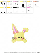 Load image into Gallery viewer, Bunny face embroidery design - Rabbit embroidery designs machine embroidery pattern - baby girl embroidery file - bunny applique easter pes
