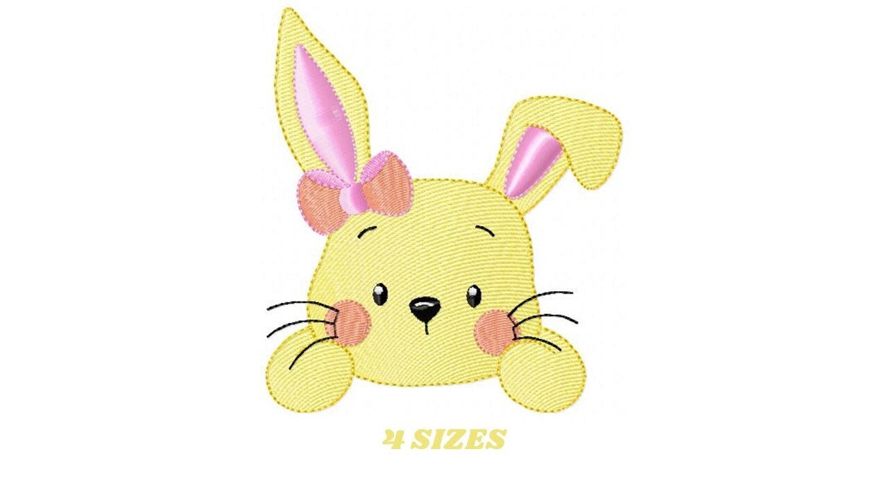 Bunny face embroidery design - Rabbit embroidery designs machine embroidery pattern - baby girl embroidery file - bunny applique easter pes Marcia Embroidery