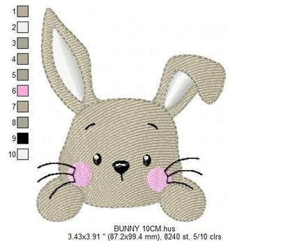 Bunny face embroidery design - Rabbit embroidery designs machine embroidery pattern - Baby boy embroidery file - Easter Rabbit pes jef vp3 Marcia Embroidery
