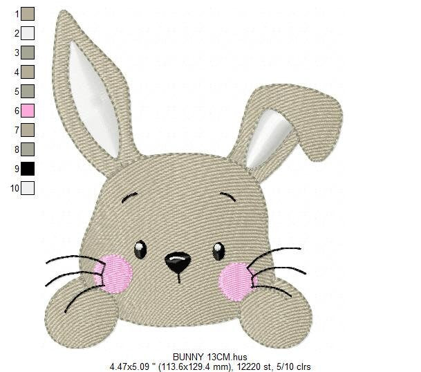 Bunny face embroidery design - Rabbit embroidery designs machine embroidery pattern - Baby boy embroidery file - Easter Rabbit pes jef vp3 Marcia Embroidery