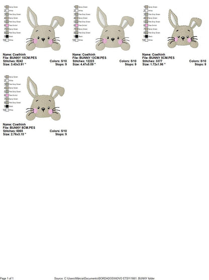 Bunny face embroidery design - Rabbit embroidery designs machine embroidery pattern - Baby boy embroidery file - Easter Rabbit pes jef vp3 Marcia Embroidery