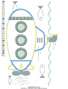 Submarine embroidery design - Boat embroidery designs machine embroidery pattern - instant download - Nautical applique design Baby Boy Kid